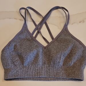 aerie Ribbed Crisscross Strappy Bralette - Gray